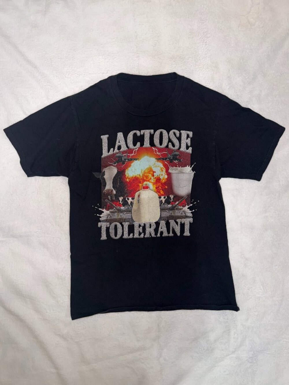 Lactose Tolerant Funny Graphic Meme T-Shirt Size M